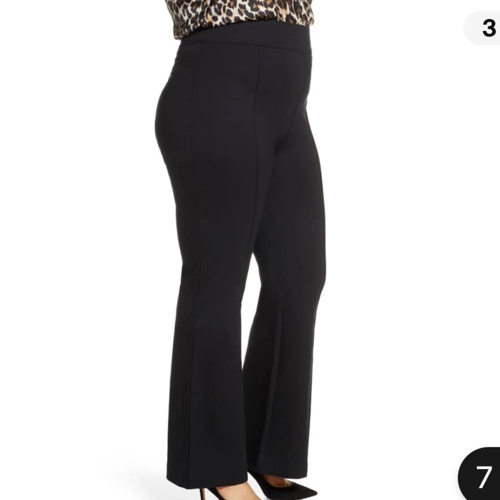 Spanx Perfect Pant Black Ponte Hi Rise Flare Petite short 🛑Read🛑